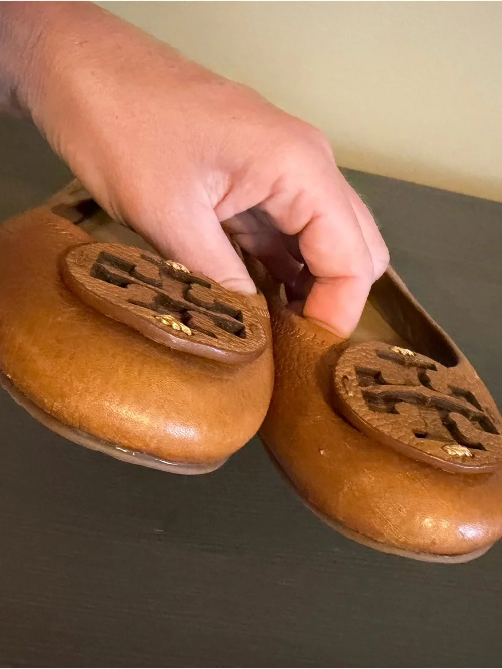 Tory Burch Reva Leather Logo Ballet Flats